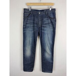 Zegna Sport Mens Slim Fit Jeans Dark Wash Comfort Broken Twill 10oz Size 34X30